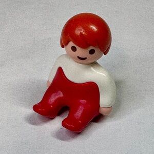 PLAYMOBIL Geobra 1990 Vintage Baby Child Figure Red & White